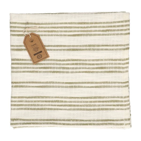 Wischlappen, baumwolle, beige/olivgrün gestreift, 60 x 60 cm