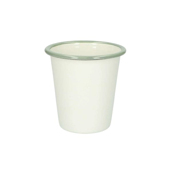 Becher, emaille, graugrün/weiß, ø 9 cm