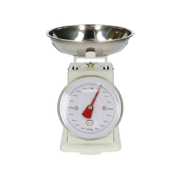 Küchenwaage, metall, weiß, 1 kg