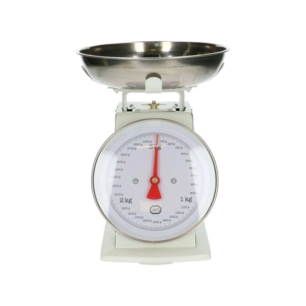 Küchenwaage, metall, weiß, 3 kg