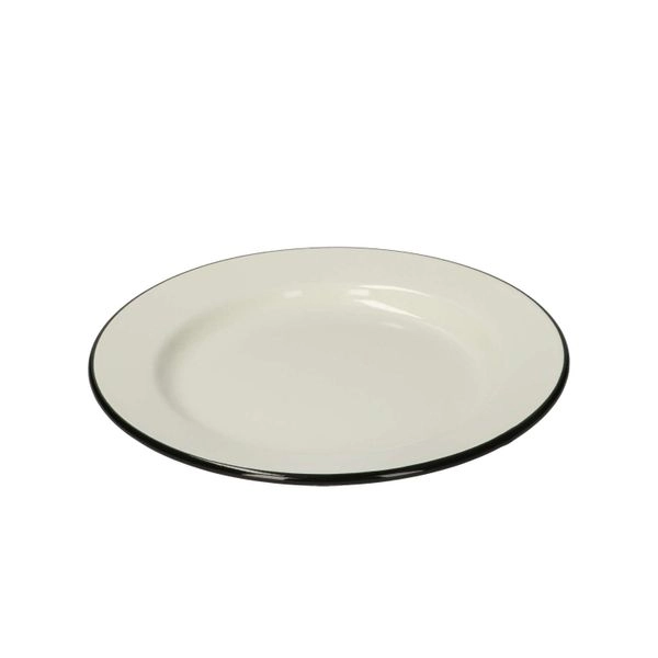 Teller, emaille, schwarz/weiß, ø 22 cm