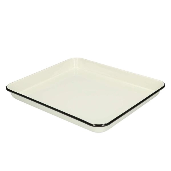 Tablett, emaille, schwarz/weiß, 31 x 27 cm