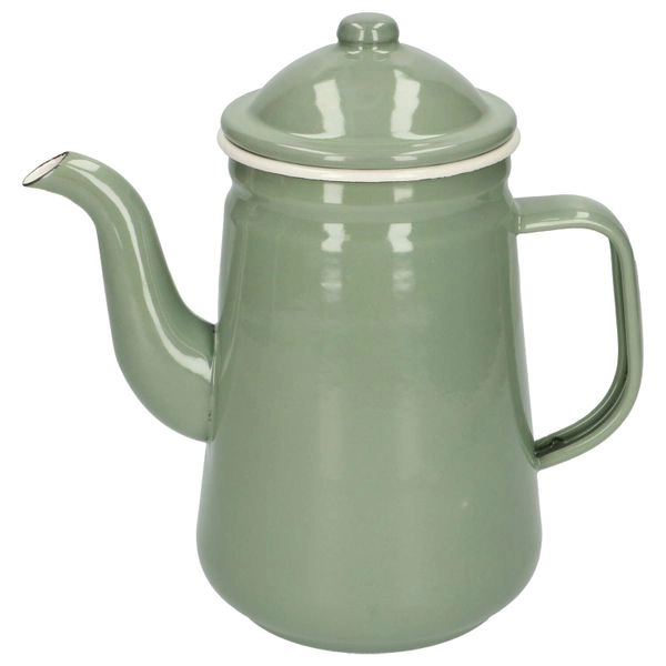 Kaffeekanne, emaille, graugrün, 1,3 liter