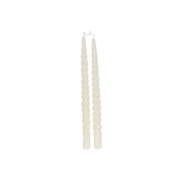 Tafelkerze, gedreht, off-white, 29 cm, 2 stück