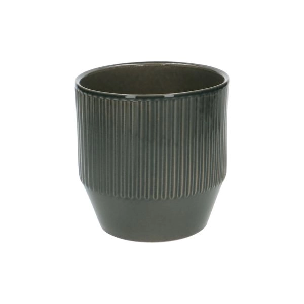 Übertopf, steingut, graugrün gerippt, ø 13 cm