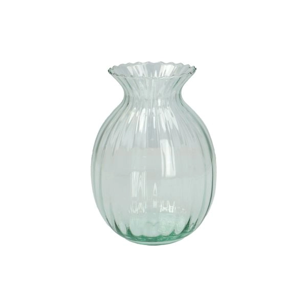 Vase, mit rillen, grünes glas, 20 cm
