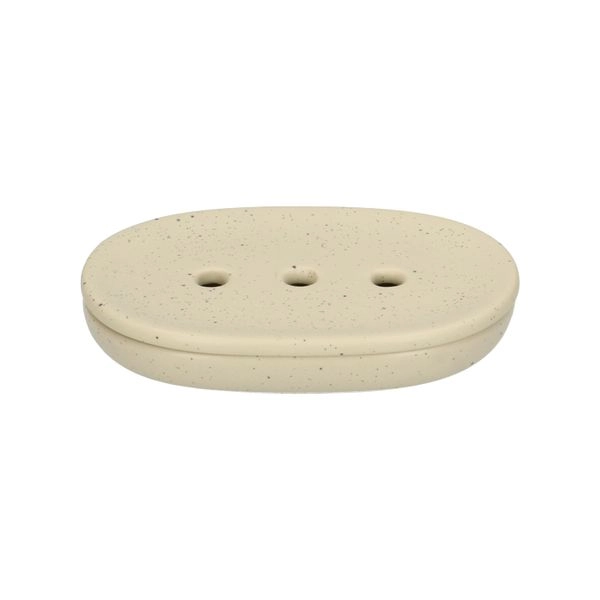 Seifenschale oval, beige gesprenkelt, keramik