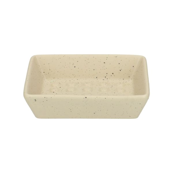 Seifenschale rechteckig, beige gesprenkelt, keramik