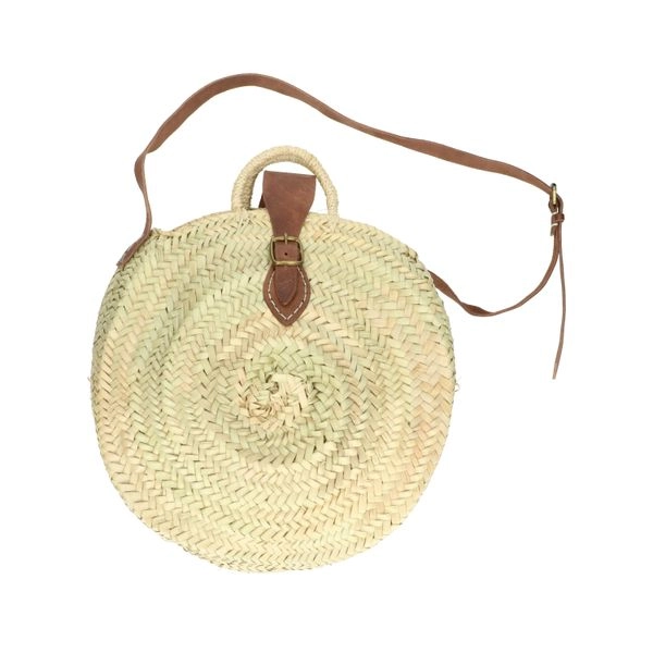 Runde tasche mit schulterriemen, palmblatt, ø 38 cm