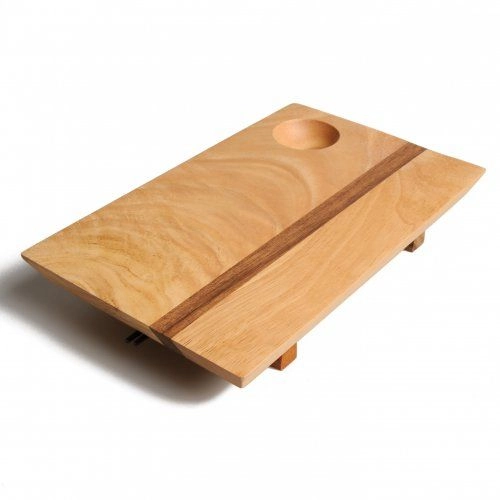 Sushi-holzbrett mit essstäbchen, kautschukholz, 25 x 15.5 cm