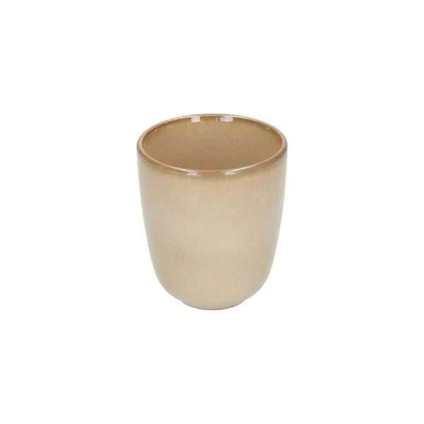 Becher reactive glasur, steingut, sandfarben