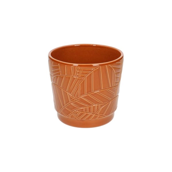 Übertopf, steingut, terrakottafarben mit palmmotiv, ø 14 cm