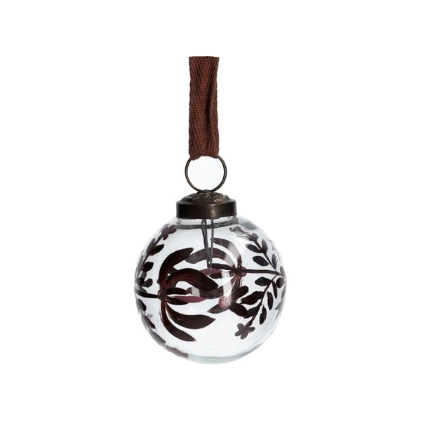 Weihnachtskugel, von hand bemalt, rosarote blumen, glas, ø 7 cm