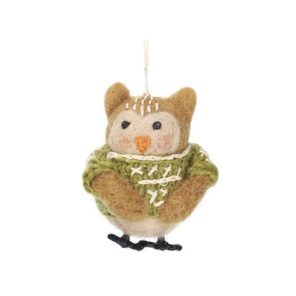 Anhänger, eule met pullover, filz