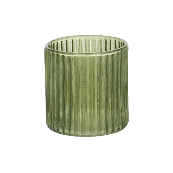 Teelichthalter, geriffeltes glas, grün, 6,5 x ø 6 cm