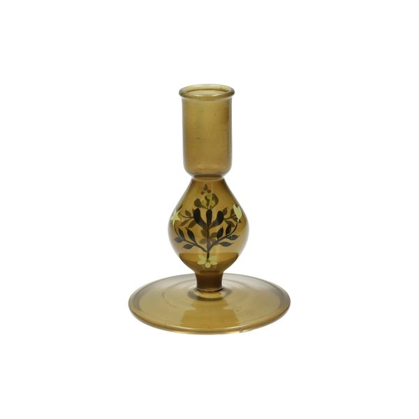 Kerzenhalter, handbemalt, grünes glas, 12,5 cm
