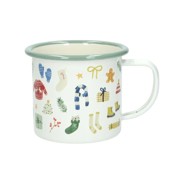 Weihnachtsbecher, emaille, winterwald, ø 8 cm