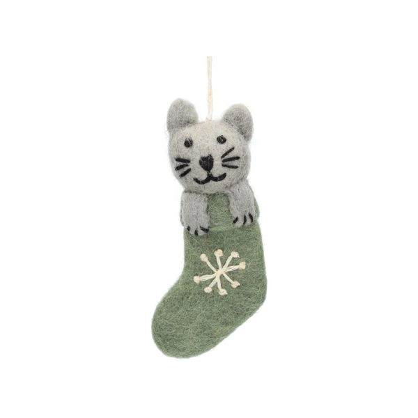Anhänger, katze und weihnachtsstrumpf, filz