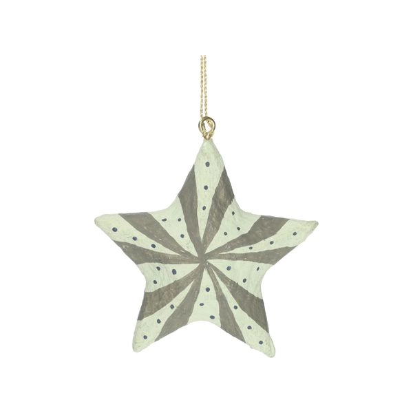 Weihnachtsanhänger stern, baumwoll-maché, grün, 7,5 cm