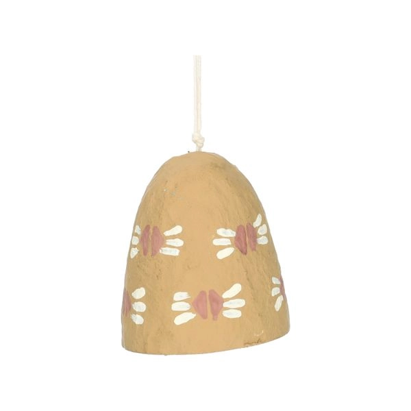 Weihnachtsanhänger glocke, baumwoll-maché, okergelb, 7 cm