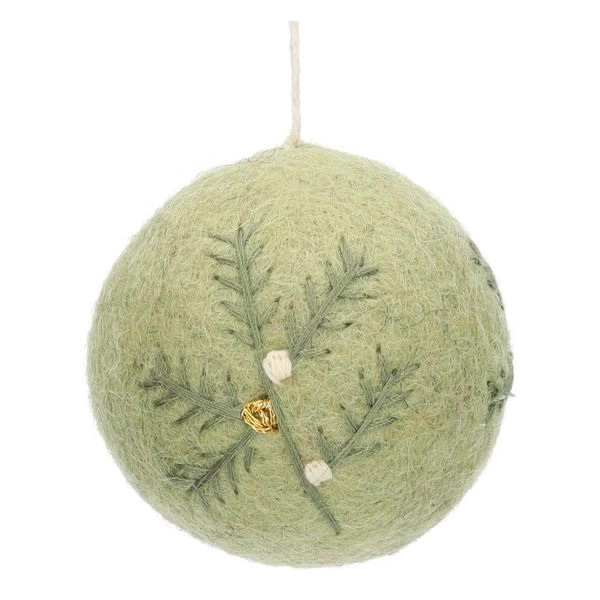 Weihnachtskugel, filz, grün, ca. ø7 cm