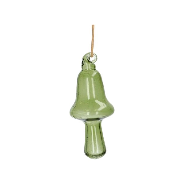 Anhänger pilz, glas, grün, 9 cm