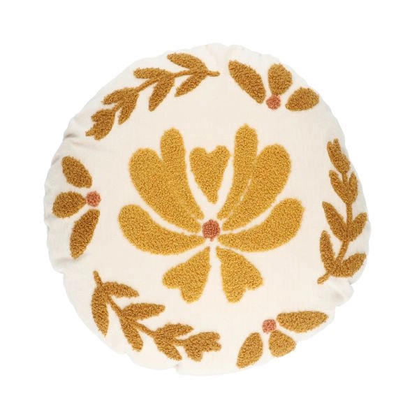 Samtkissen, bio-baumwolle, rund, off-white, ø 40 cm