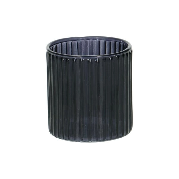 Teelichthalter, geriffeltes glas, blau, 6,5 x ø 6 cm