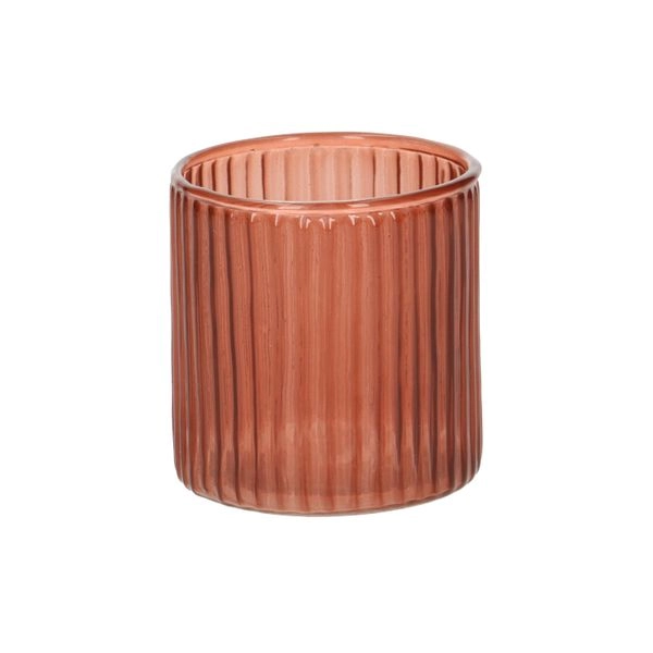 Teelichthalter, geriffeltes glas, rot, 6,5 x ø 6 cm