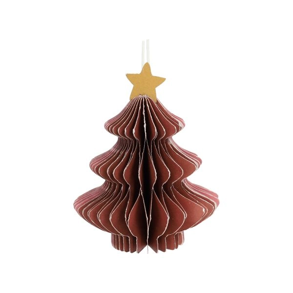 Anhänger weihnachtsbaum, wabenpapier, rotbraun, 9 cm