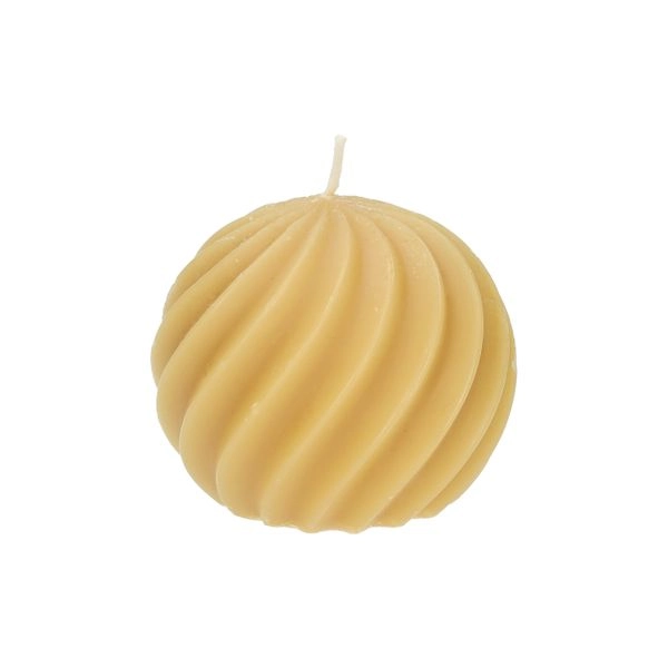 Kerze, kugel mit spirale, rustikal gelb, ø8 cm