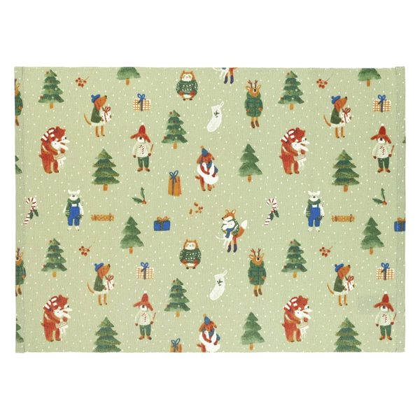 Tisch-set, gots bio-baumwolle, winterwald, 35 x 50 cm