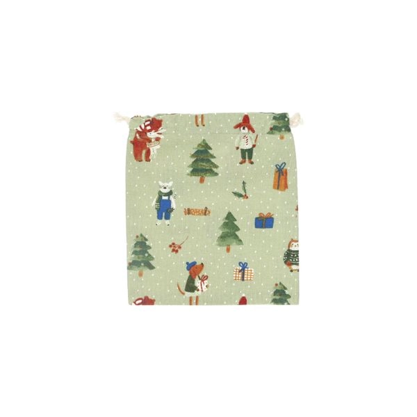 Geschenkbeutel, gots bio-baumwolle, winterwald, 19 x 22 cm