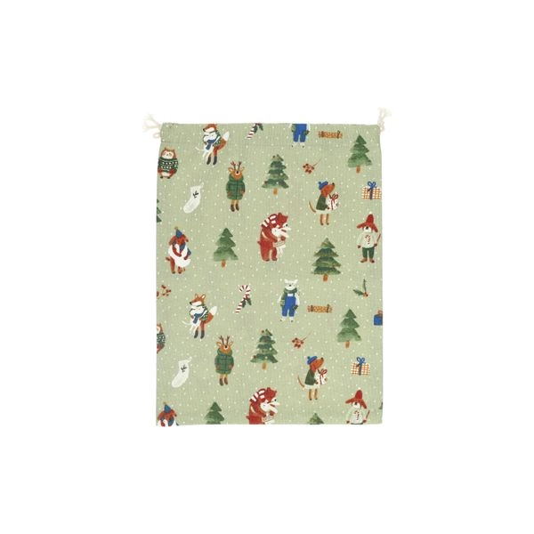 Geschenkbeutel, gots bio-baumwolle, winterwald, 27 x 37 cm
