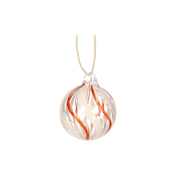 Weihnachtskugel gedrehte streifen, glas, rot/weiß, 5 cm