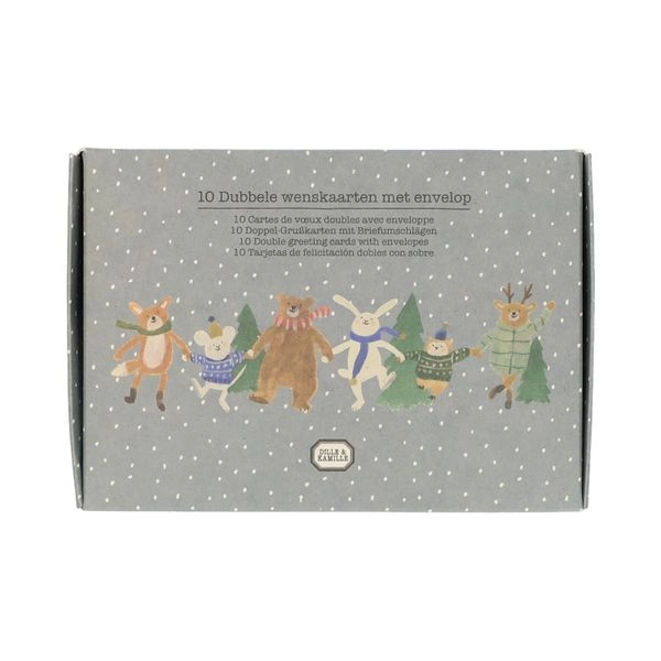 Weihnachtskarten mit umschlag, einander herzende tiere, 10er-set