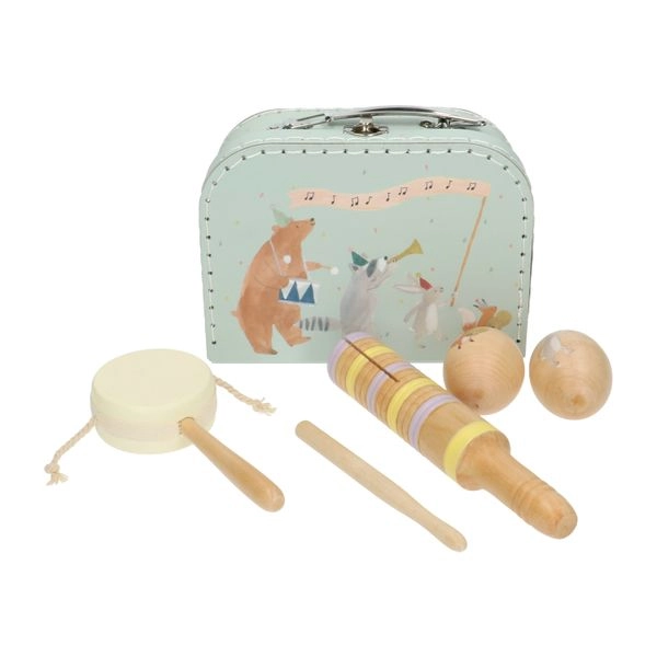 Musikkoffer, 4 instrumente, pappe und fsc-holz