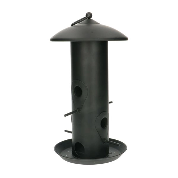 Vogelfuttersilo, schwarzes metall