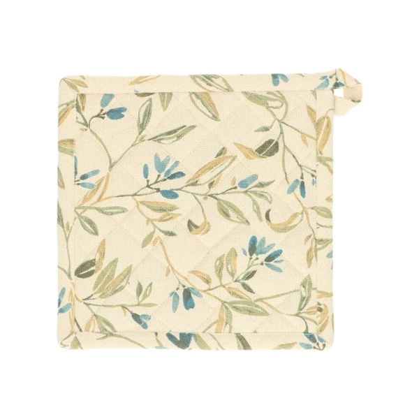 Topflappen, gots bio-baumwolle, winterblüten blau, 20 x 20 cm