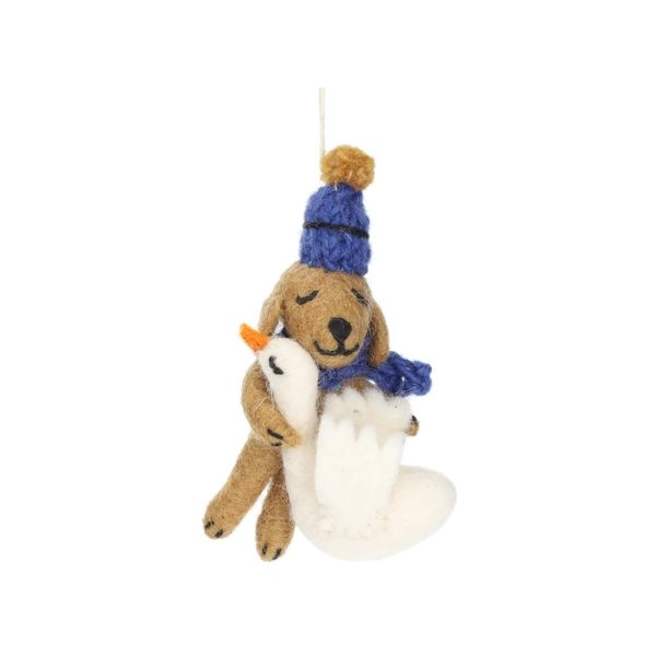 Anhänger hund mit gans, filz