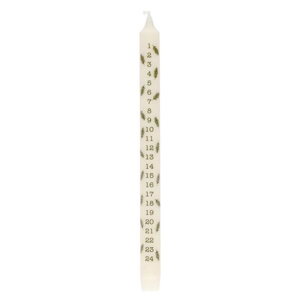 Adventstafelkerze, zweige, weiß, ø2,2 x 30 cm