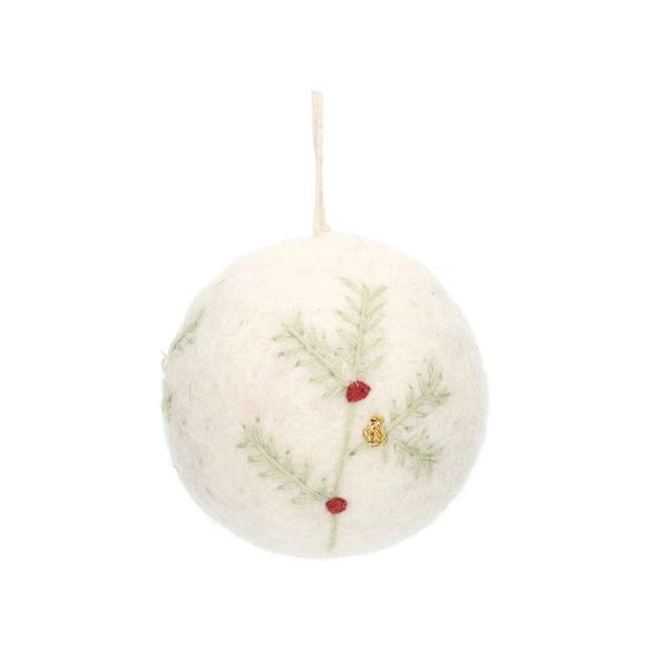 Weihnachtskugel, filz, weiß, ø5 cm