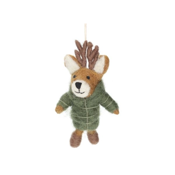 Anhänger, hirsch mit dicker jacke, filz