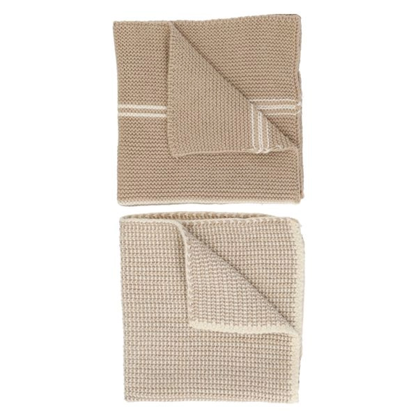 Spültücher, gestrickt, baumwolle, sandfarben, 2 stück, 25 x 25 cm