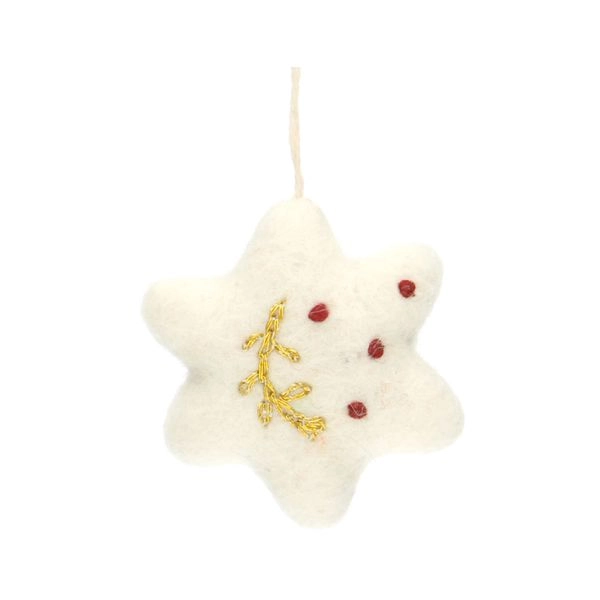Weihnachtsbaumanhänger stern, filz, weiß, ca. 5,5 cm