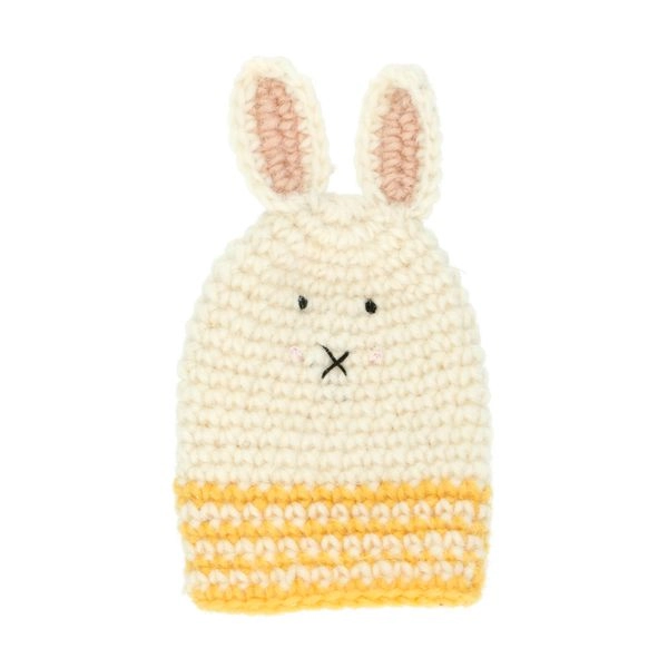 Gehäkelter eierwärmer, baumwolle, hase, gelb