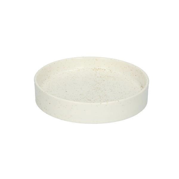 Kerzenteller, keramik, mattweiß gesprenkelt, ø 10,8 cm