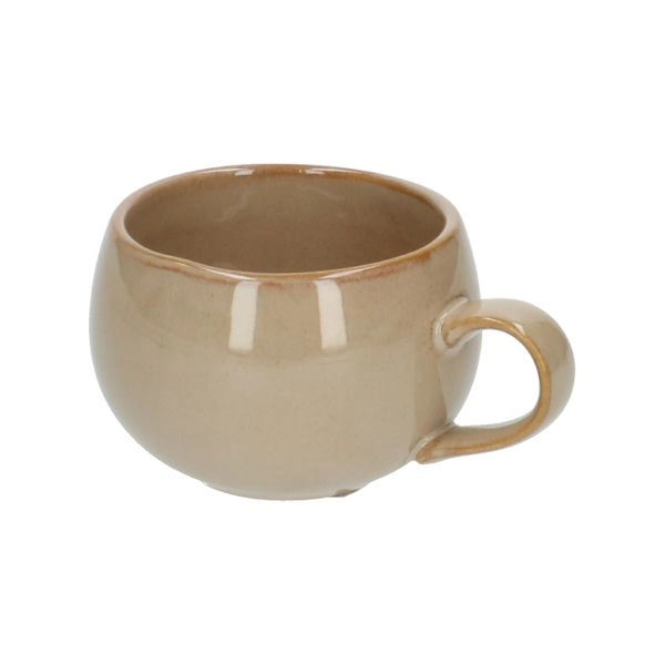 Becher mit henkel, reactive glasur, steingut, sandfarben, ø 12 cm