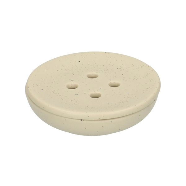 Seifenschale rund, beige gesprenkelt, keramik