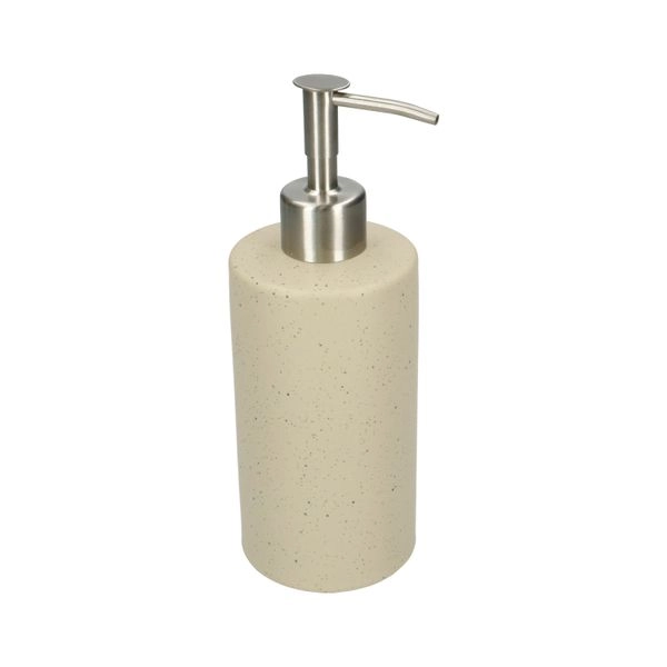 Seifenspender, beige gesprenkelt, keramik und rostfr. stahl